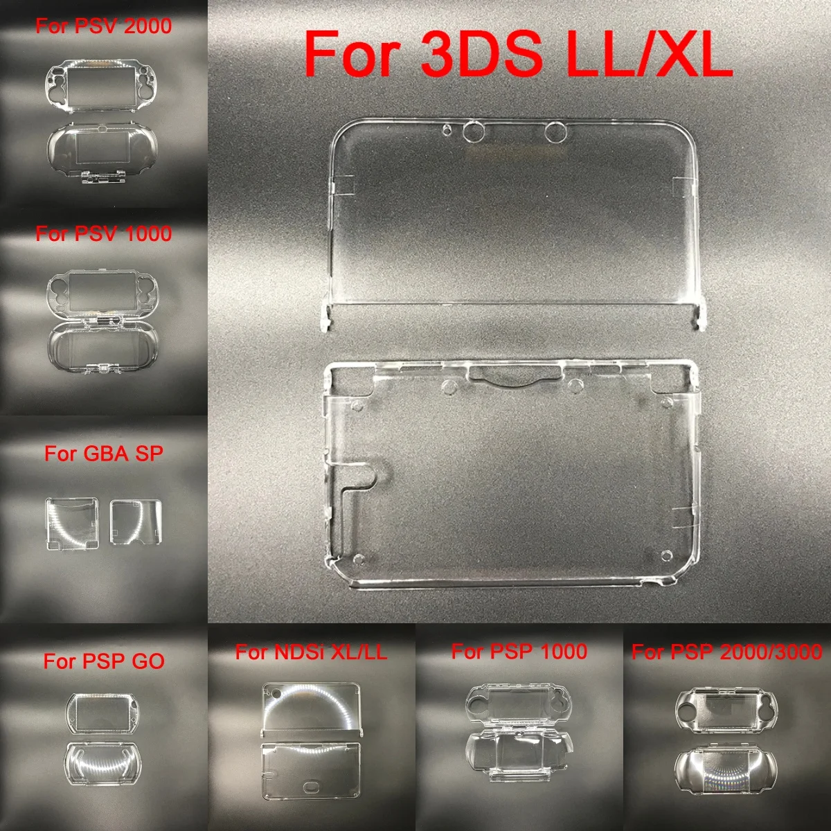 Kristallklarer Hartschalen-Schutzhülle für Nintendo 3DS, neue 3DS LL/XL NDS NDSL NDSI PSP PSV 2000 PSV 1000-Konsole, langlebig