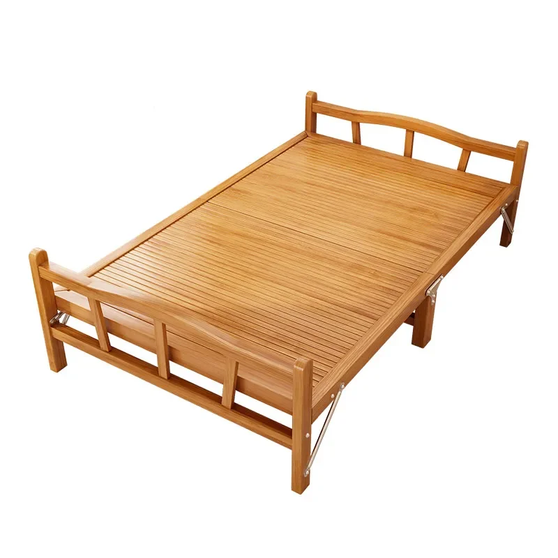 Bambusbett Klappbett Einzelbett Doppelbett Haushalt Massivholz Kaltbett Erwachsene Büro Mittagspause Mietzimmer einfaches Hartbrett