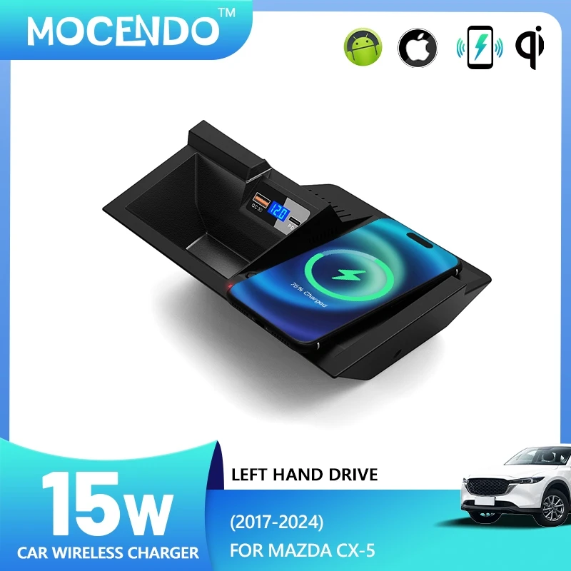 Für Mazda CX-5 CX5 2017 2017 2019 2020 2021 2022 2024 2023 Auto Telefon Halter Drahtlose Ladegerät Schnelle Lade 15W Trim Image