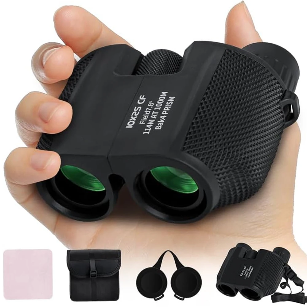 Fernglas 10X25 HD Mini Tragbares Teleskop BAK4 FMC Beschichtetes Teleskop Outdoor Vogelbeobachtung Jagd Reisen Camping Ballspiel Image