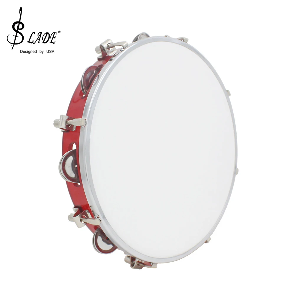 Slade verstellbares Tamburin Percussion Instrument rote Handtrommel mit Jingle Bells Kinder Musik Geschenke Kinder Lernspiel zeug Image