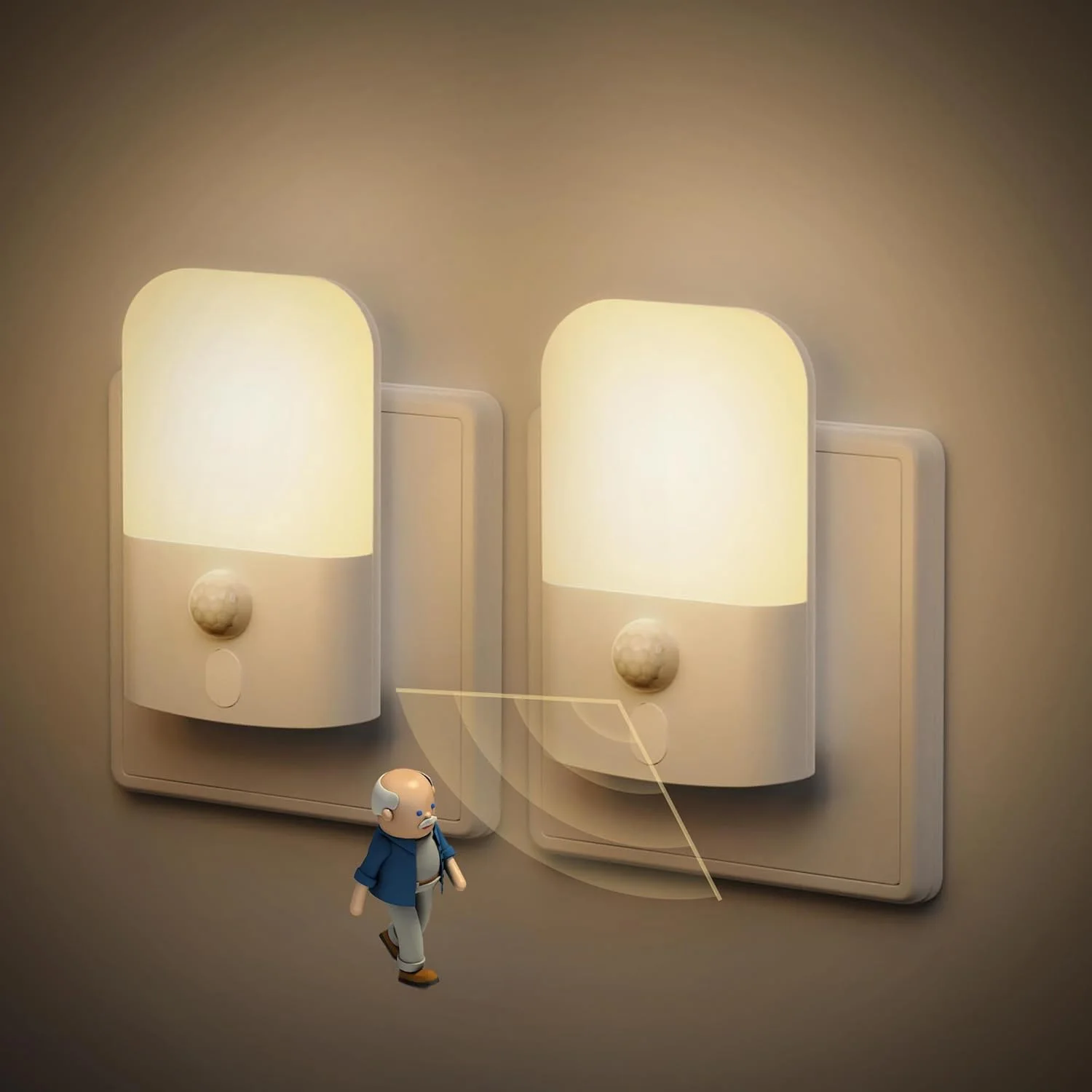 5 Helligkeitsstufen, EIN/AUS/AUTO-Modus-Nachtlicht mit Bewegungssensor, bewegungsaktiviertes Nachtlicht