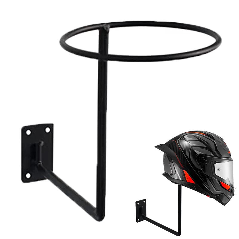 Motorrad Helm Metall Wand Hut Rack Schraube Schwarz Farbe Backen Rack Fahrrad Display Halter Moto Ausrüstungen Zubehör Image