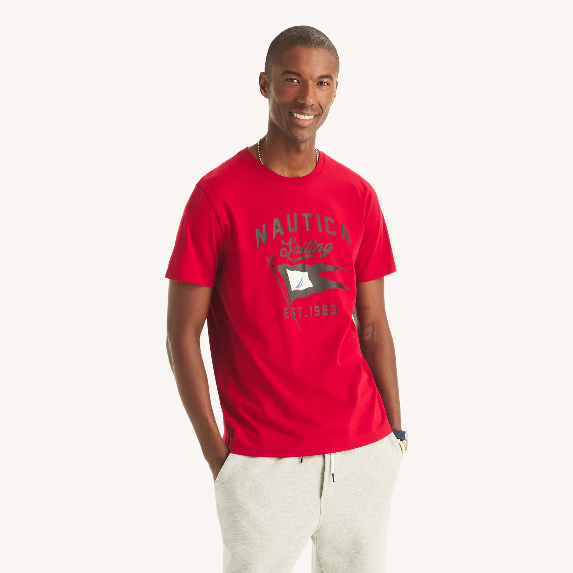 Nautica Men's Sailing Graphic T-Shirt 675 (Nautica Red), XXL