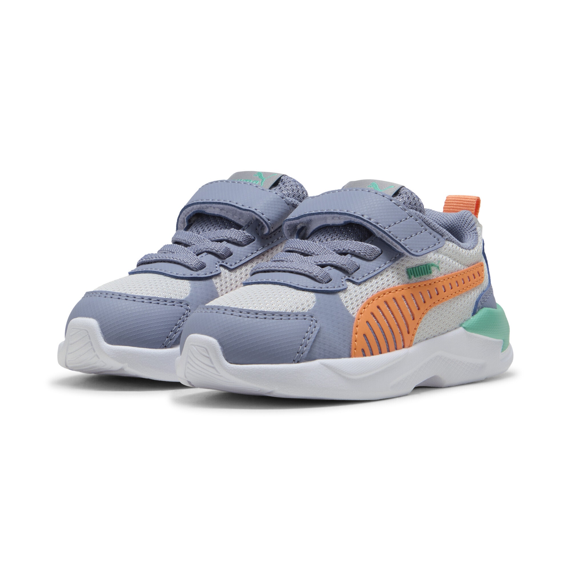 Sneaker PUMA "X-Ray 3 Sneakers Kinder", Kinder, Gr. 25, feather gray melon glow sky vibrant grün orange, Obermaterial: Textil, Synthetik; Futter: Textil; Innensohle: Textil; Laufsohle: Synthetik, Gummi, Schuhe Sneaker
