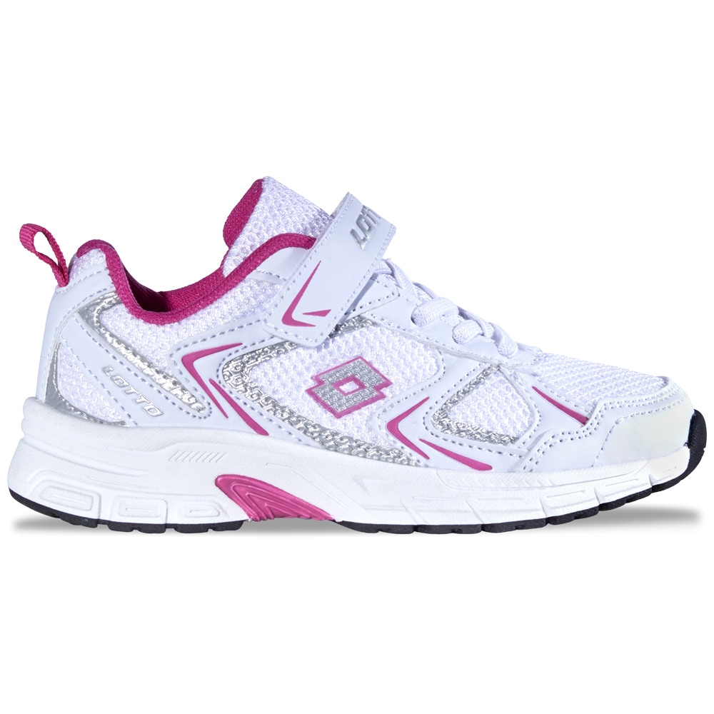 Sneaker LOTTO, Kinder, Gr. 28, weiß, pink, Kunstfaser, Synthetik, Schuhe Sneaker, - ohne Schnüren: mit Elastiksenkeln