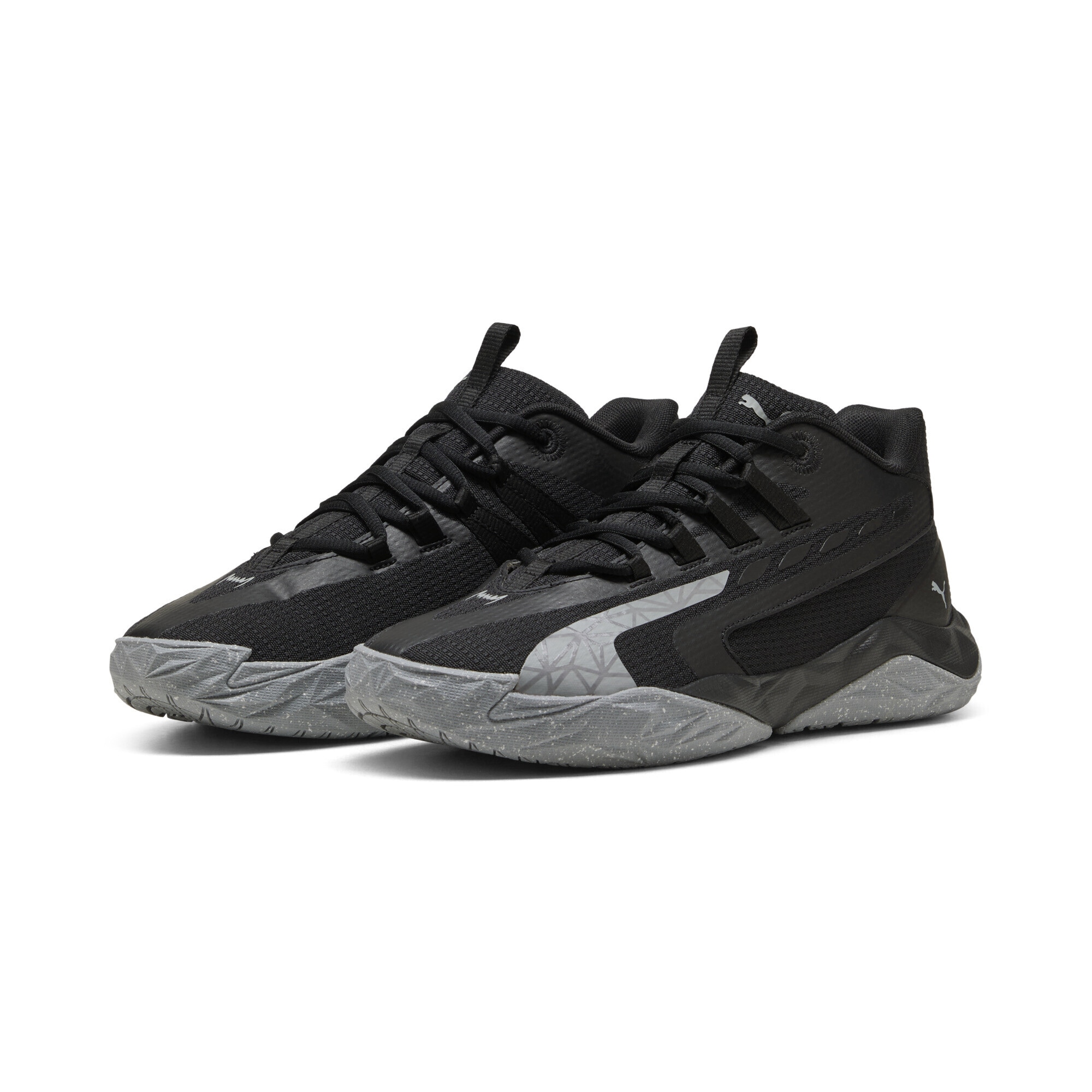 Basketballschuh PUMA "Dagger 2 Mid Basketballschuhe Erwachsene", Gr. 39, schwarz cool mid gray, Obermaterial: Synthetik, Textil; Futter: Textil; Innensohle: Textil; Laufsohle: Gummi, Synthetik, Schuhe