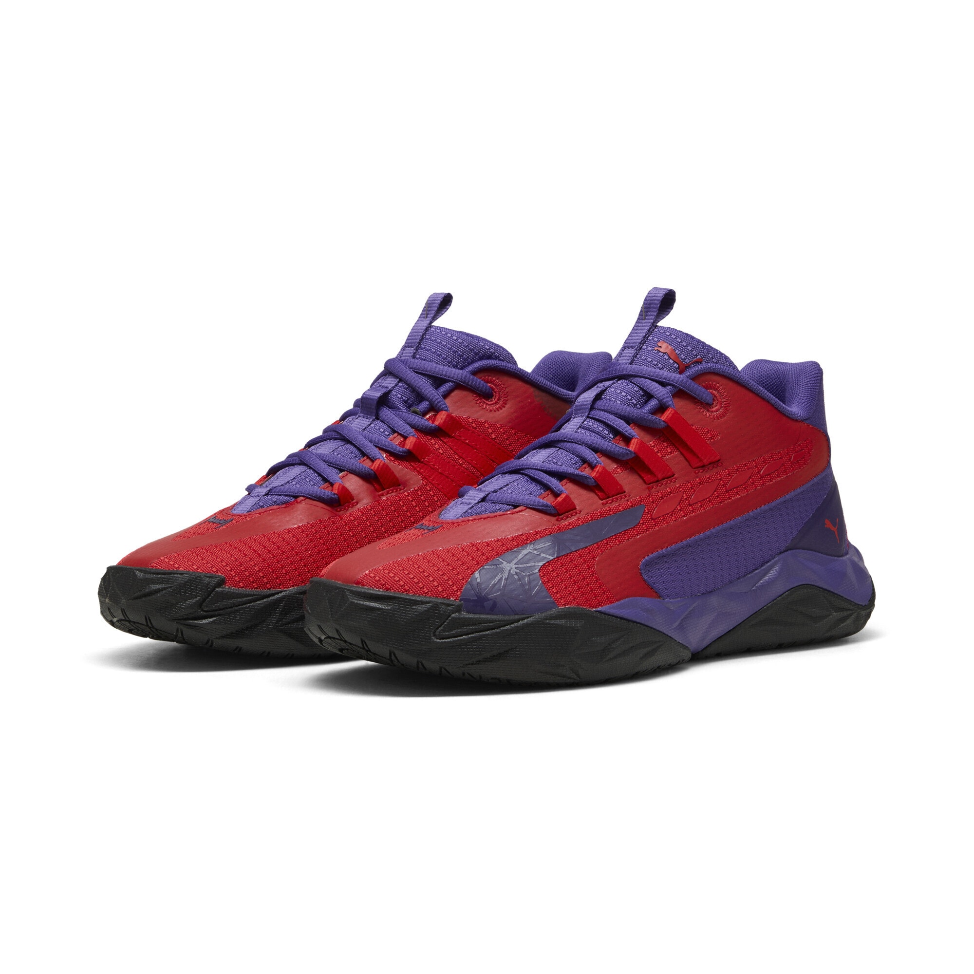Basketballschuh PUMA "Dagger 2 Mid Basketballschuhe Erwachsene", Gr. 44, team violet for all time rot schwarz lila, Obermaterial: Synthetik, Textil; Futter: Textil; Innensohle: Textil; Laufsohle: Gummi, Synthetik, Schuhe