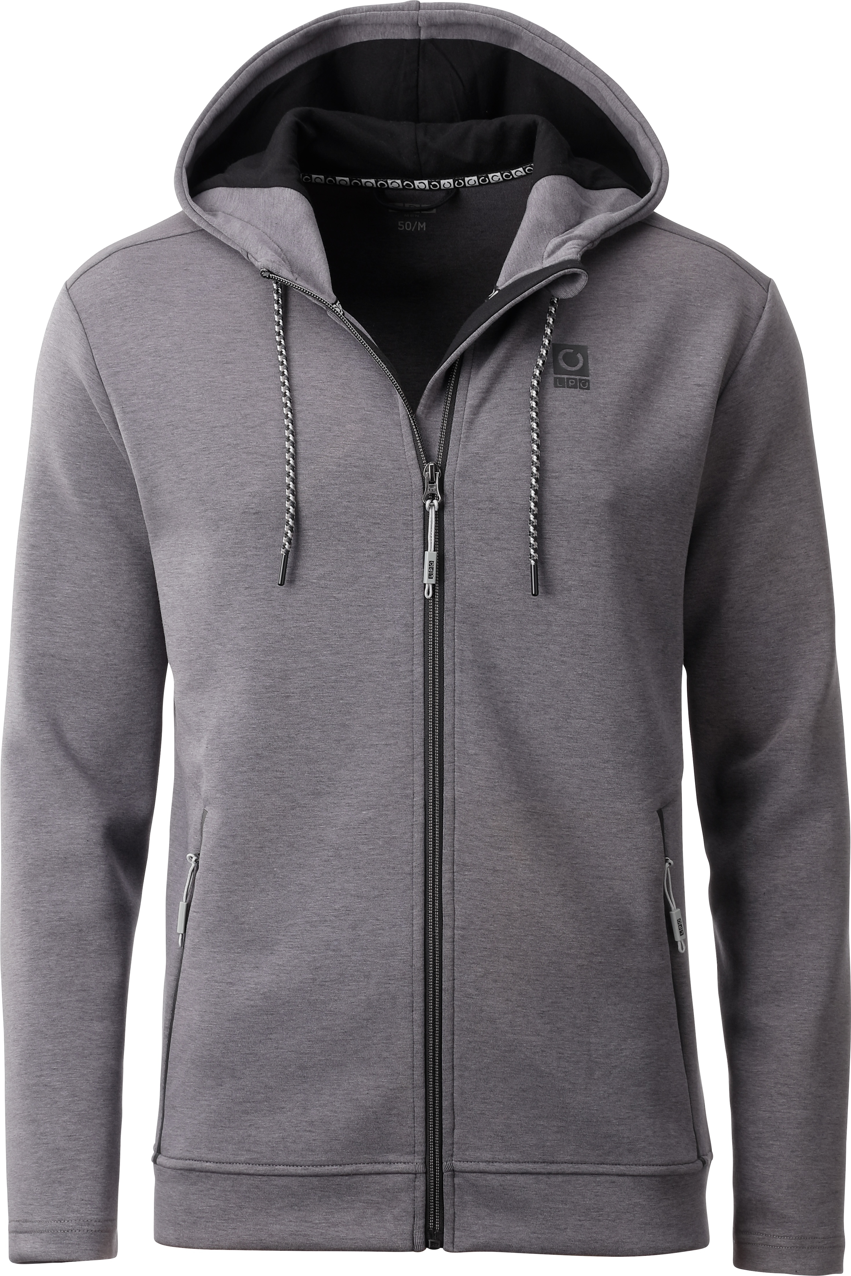 Kapuzennickijacke LPO "Herren-Kapuzenjacke-Rodney", Herren, Gr. M, grau (gray melange), 47% Baumwolle, 46% Polyester, 7% Elasthan, Jacken