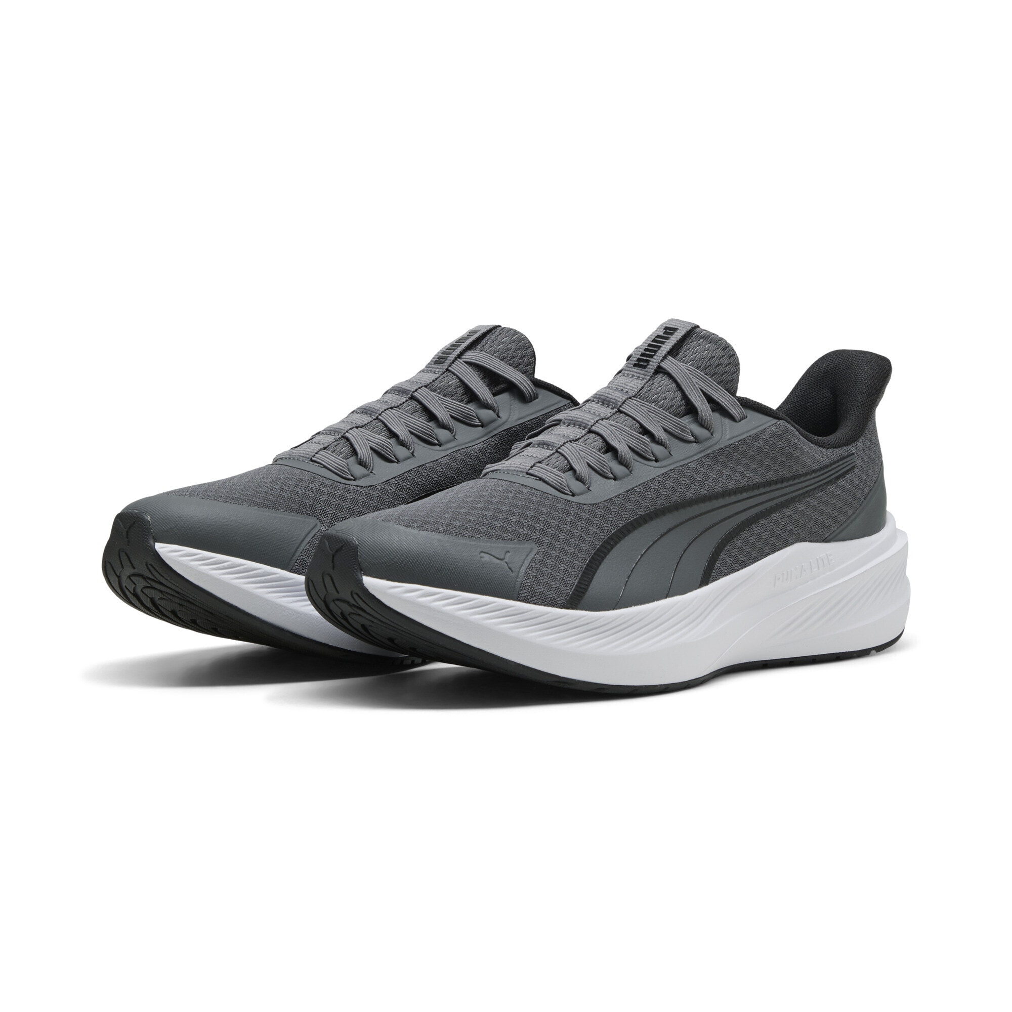 Trainingsschuh PUMA "Dasher Lite SLIPTECH™ Laufschuhe Erwachsene", Gr. 45, cool schwarz gray schwarz, weiß, Obermaterial: Textil, Synthetik; Futter: Textil; Innensohle: Textil; Laufsohle: Gummi, Schuhe