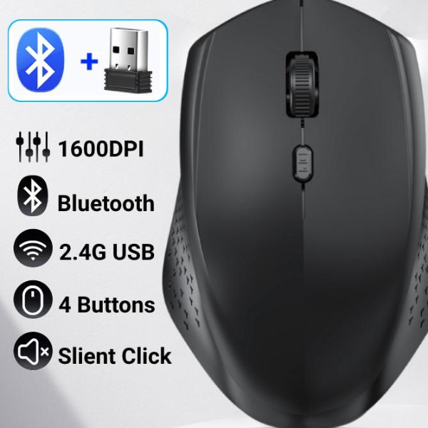 Rechargeable USB Mouse For MacBook, Laptop, Tablet, And Computer Accessories black