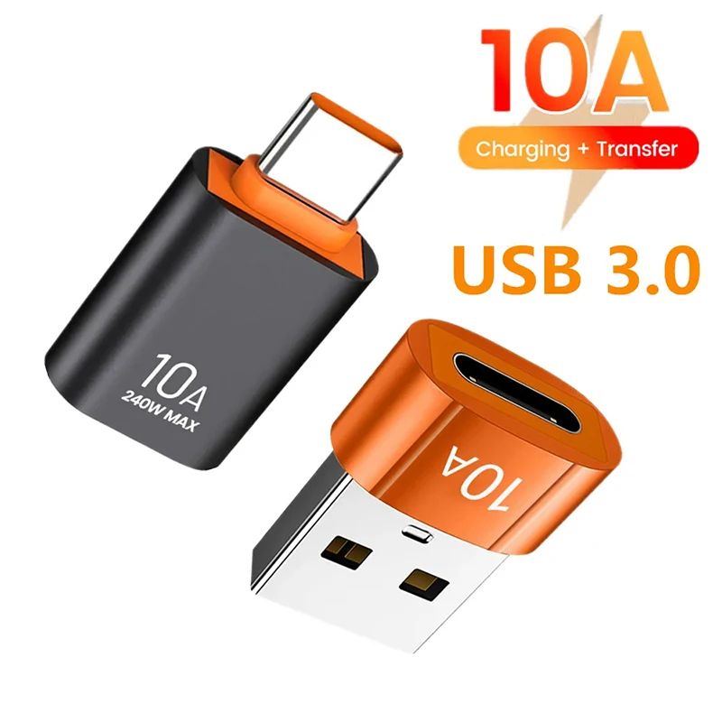 USB 3.0 USB C OTG Adapter 10A Fast Charge & Data Transfer USB A To Type C Converter usb To Type c Orange