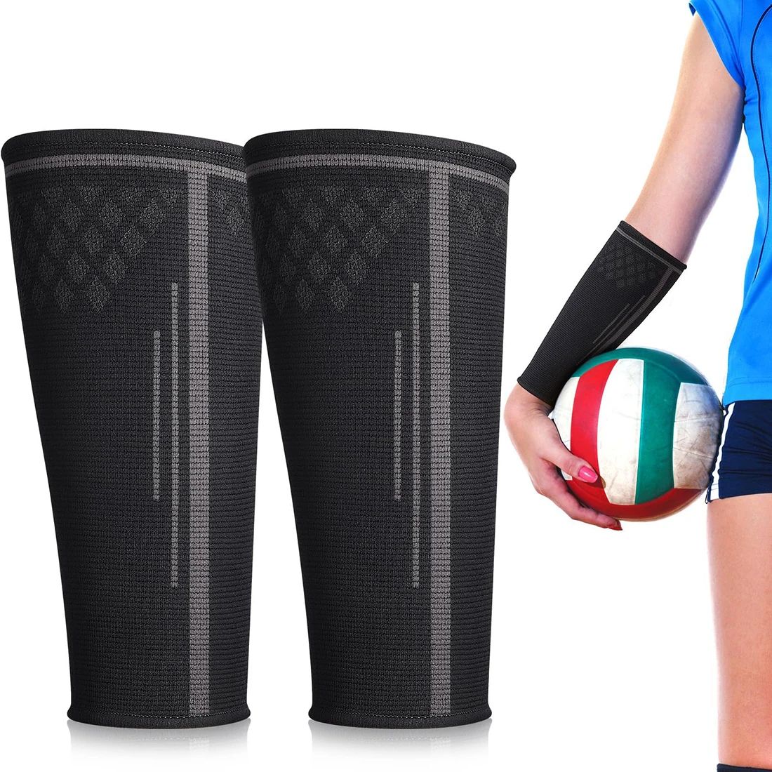 Youth Volleyball Compression Arm Sleeves black l