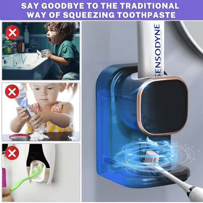 CleanPress Automatic Toothpaste Dispenser Wall Mounted Squeezer green