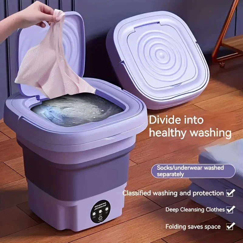 Portable Mini Washing Machine, Foldable Design For Small Clothes, Socks, Underwear, Perfect For Travel, Dorm, Business Portable Mini Washing Machine, Foldable Design For Small Clothes, Socks, Underwear, Perfect For Travel, Dorm, Business
