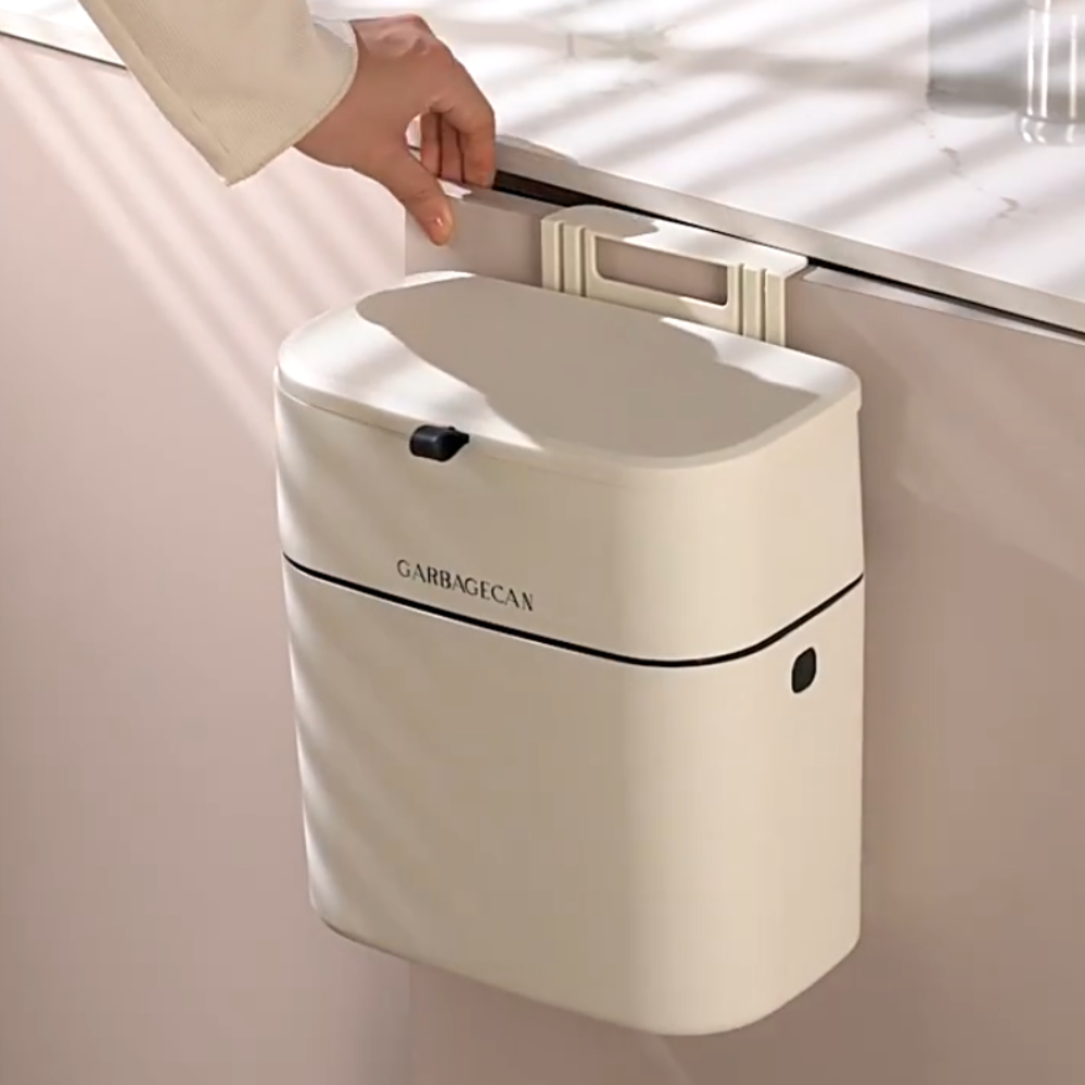 Large Capacity Square Design Toilet Garbage Bin, Fashionable Household Garbage Bin hooked Style