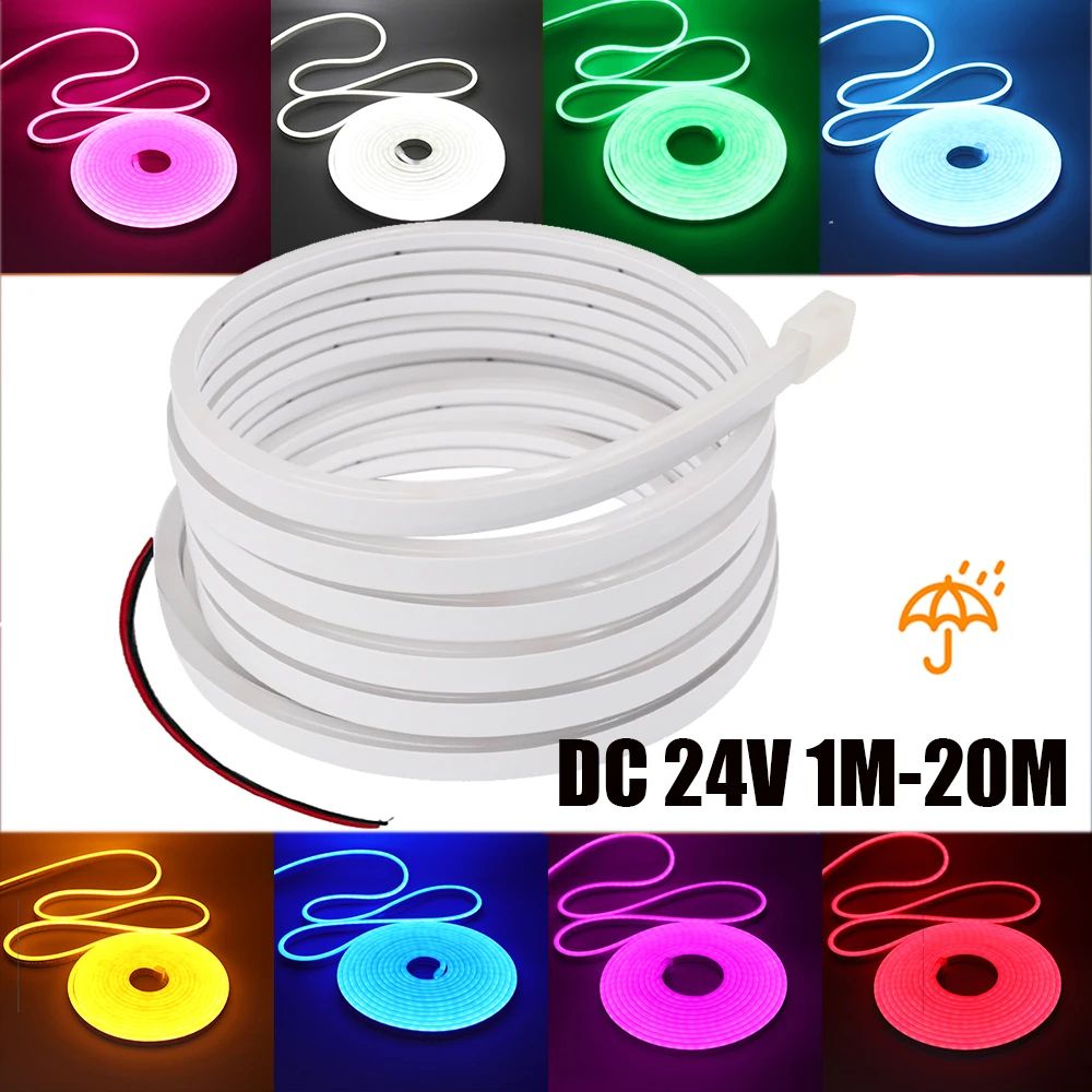 24V IP67 Waterproof Neon LED Strip Light (120M) Silicone Neon Rope For TV Backlight & Home Decor purple 19m