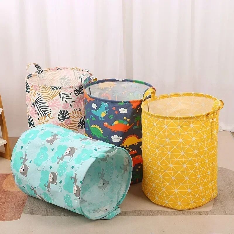 Foldable Cotton Linen Laundry Basket Large Storage Hamper For Clothes And Toys 04 34 35