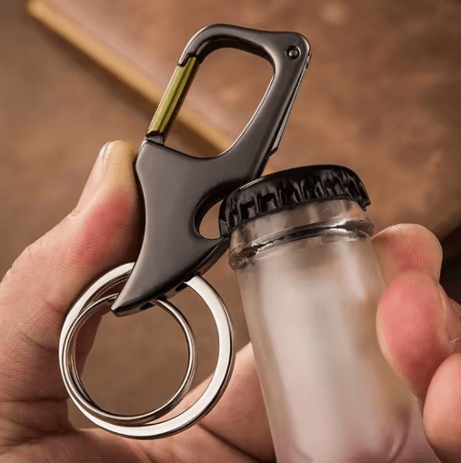 Portable Camping Can Opener 2in1 Stainless Steel Keychain Bottle And Jar Opener a