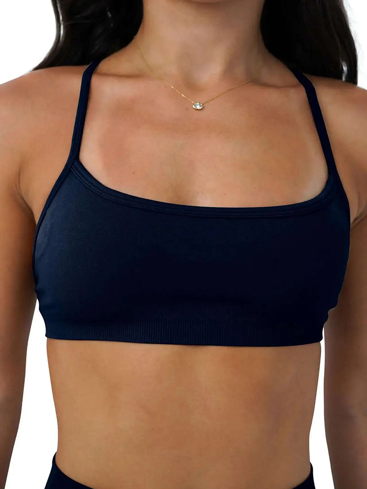 Women Seamless Sports Bra, Yoga Top, Back Cross Fitness Bra, Gym Active Wear, Workout Push up Running Underwear light Grey l