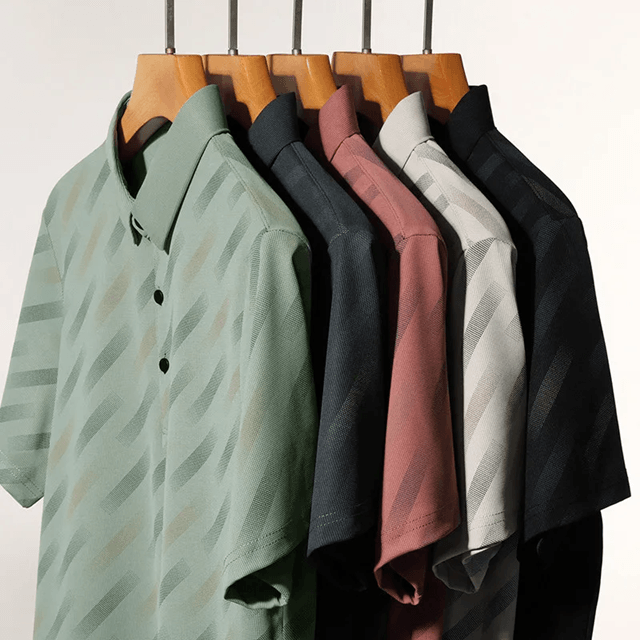 Mens Business Casual Printed Polo Shirt Short Sleeve Breathable Top 4xl black