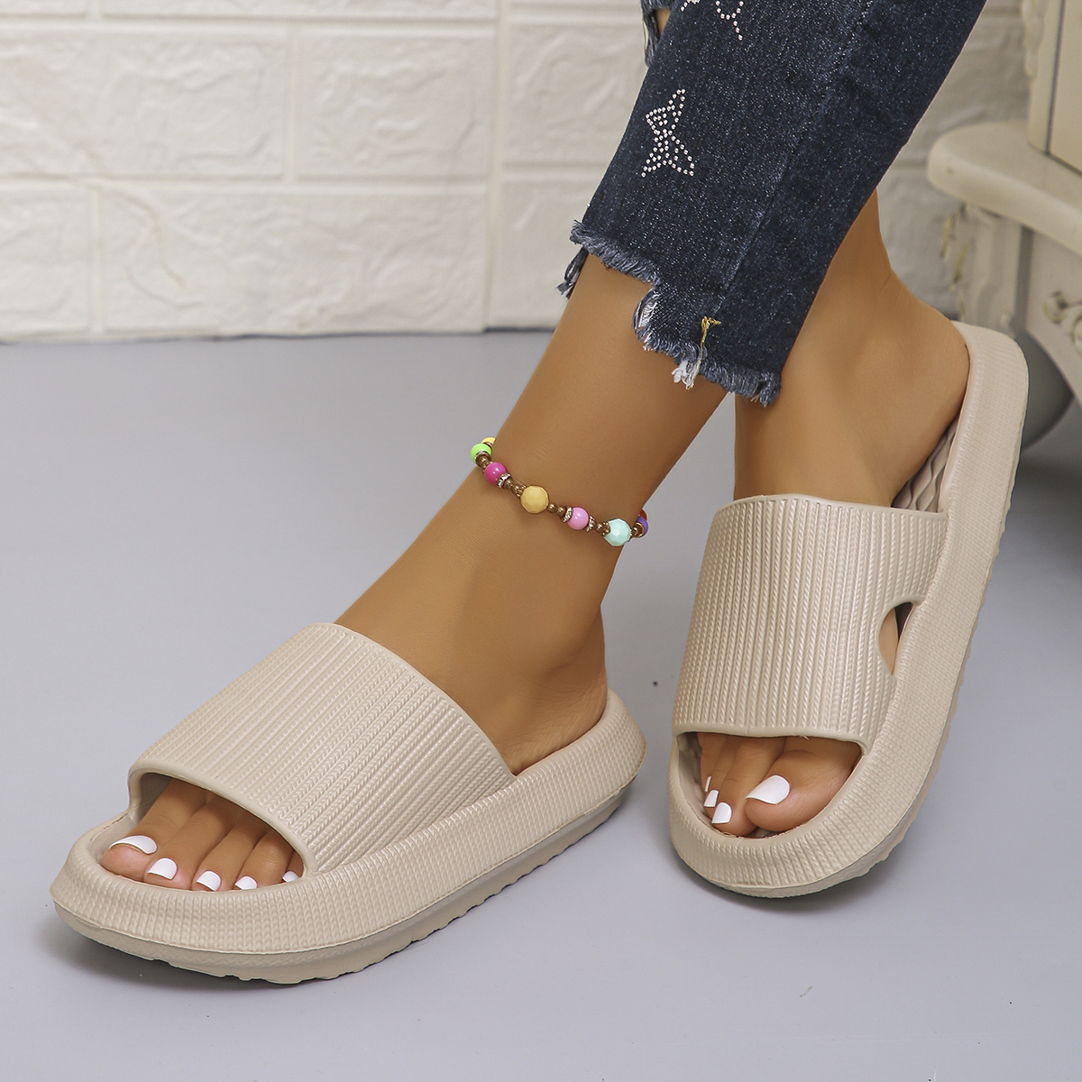 Women's Thick Bottom Cloud Slippers, Soft EVA Indoor Slides, Non Slip Platform Sandals, Summer Flip Flops For Couples green 38 39