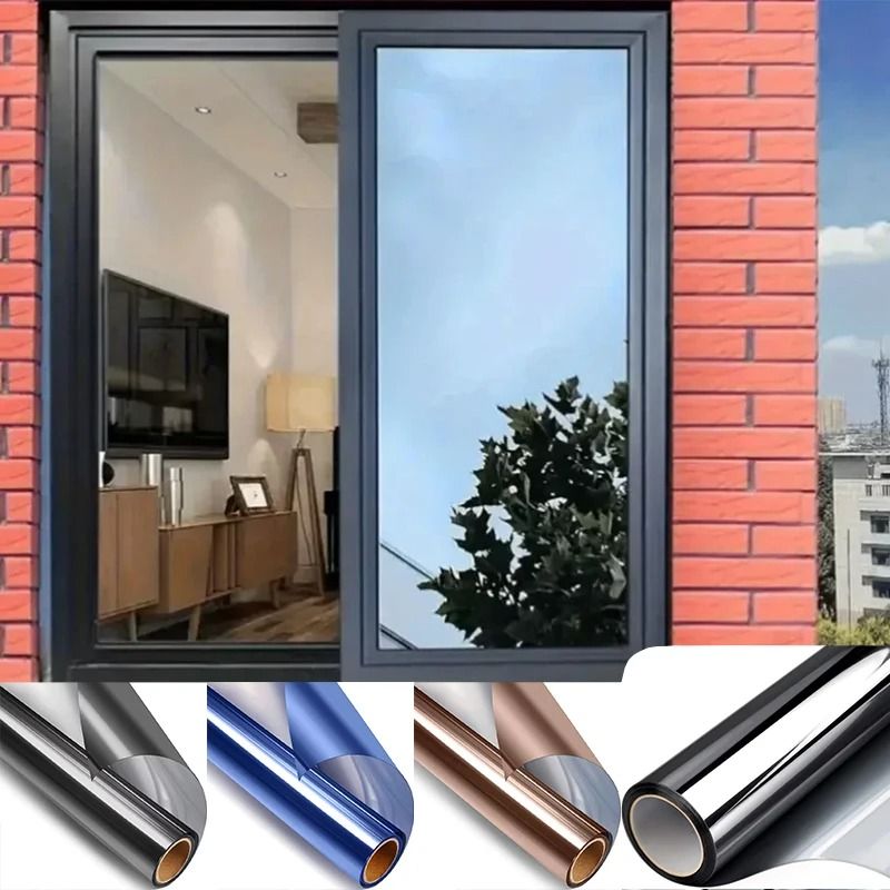 One Way Mirror Privacy Window Film Anti UV Heat Control Glass Sticker silver 50 Cm X 1m
