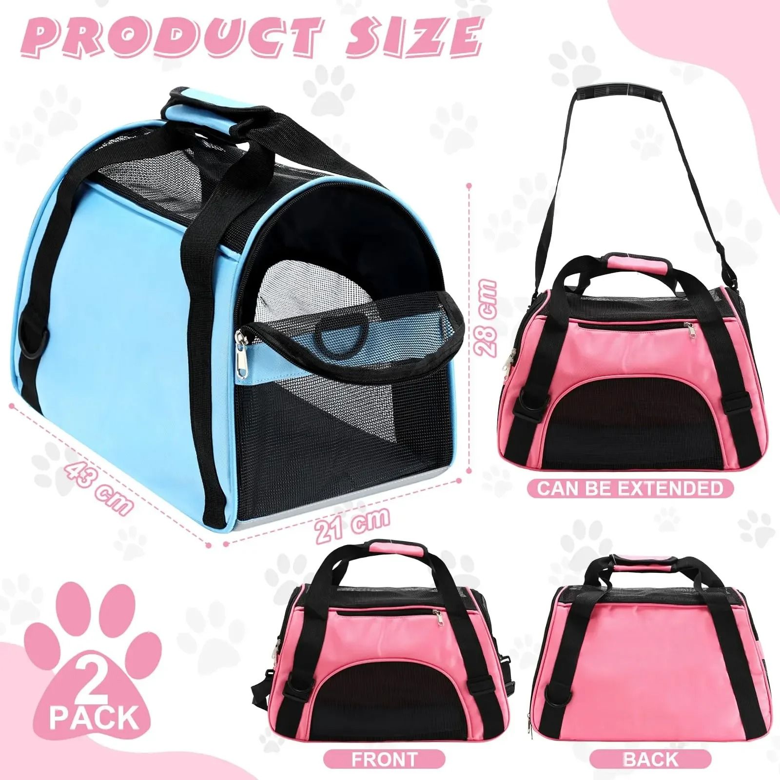 Portable Mesh Pet Carrier Bag blue m