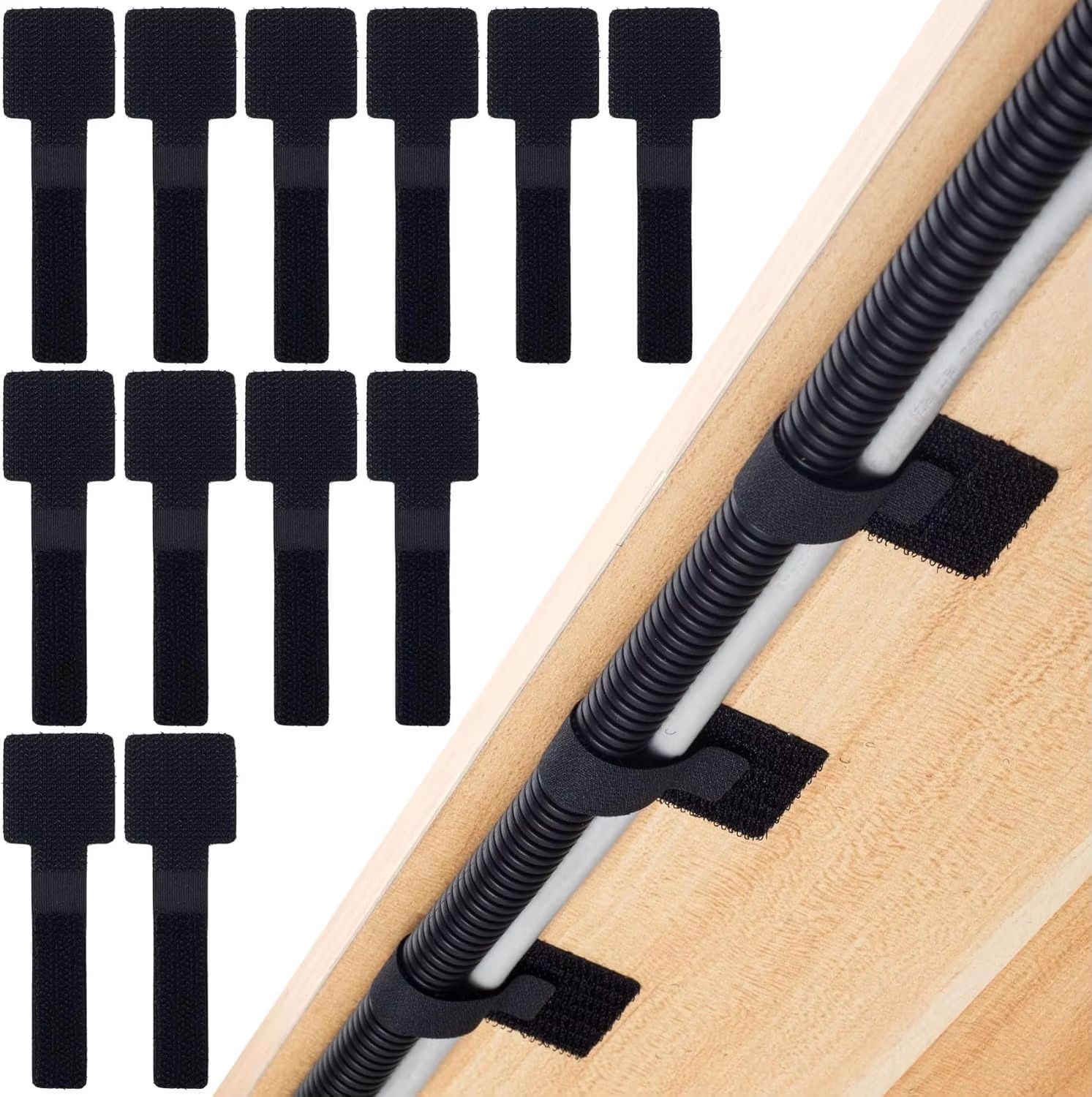 Reusable Self Adhesive Cable Ties Adjustable Cord Organizer Straps 5pcs White