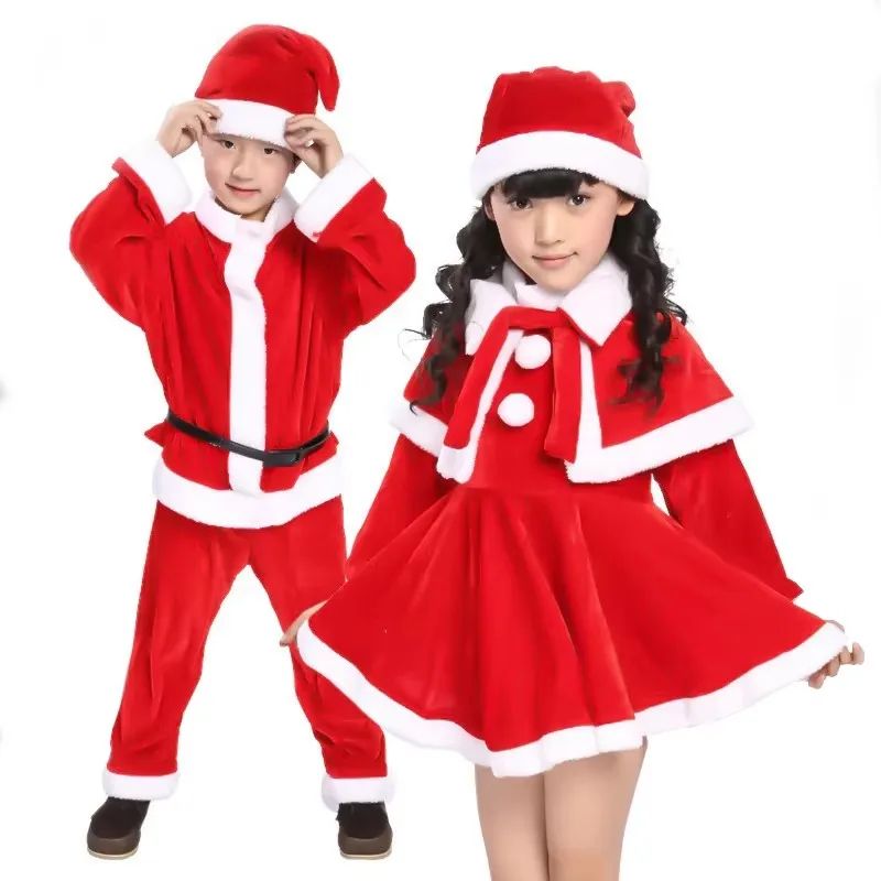 Kids Santa Costume Set Classic Red Childrens Christmas Costume For Boys & Girls boy 110