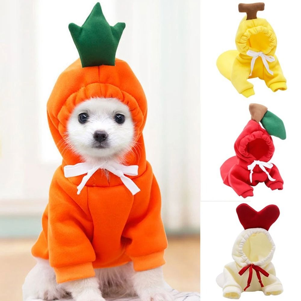 Cute Fruit Fleece Dog Hoodie For Small Dogs And Cats white s