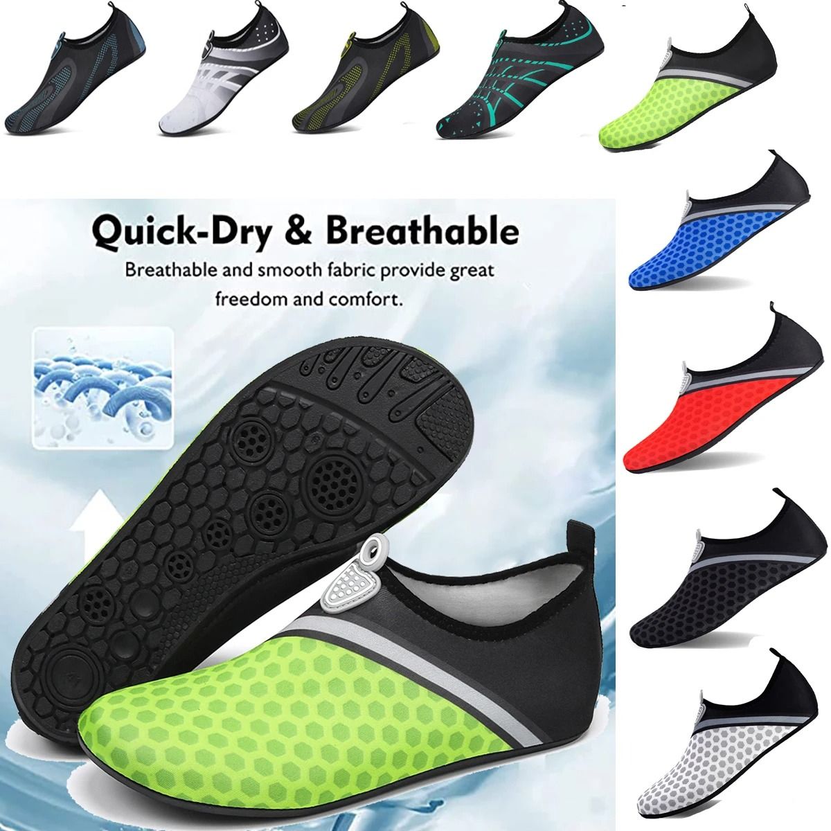 Unisex Water Shoes Quick Dry Non Slip Beach Swim And Aqua Footwear army Green us 10.5