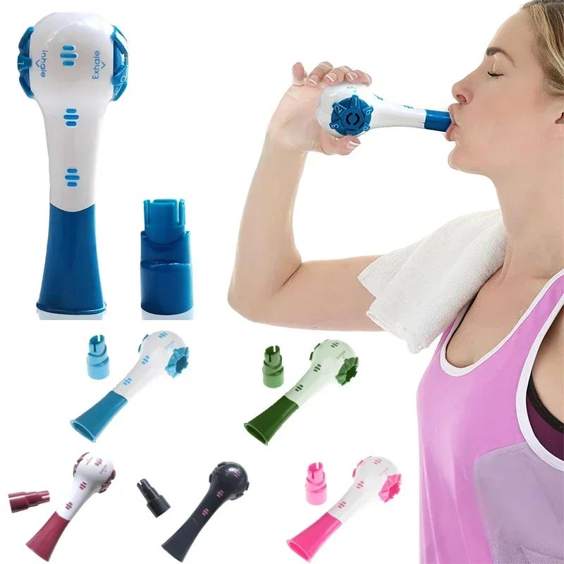 Adjustable Resistance Breathing Trainer For Lung Capacity & Endurance black
