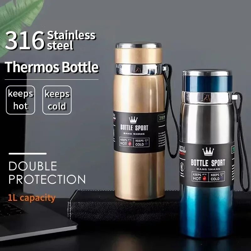 Stainless Steel Thermal Water Bottle For Hot And Cold Drinks red 1000 Ml