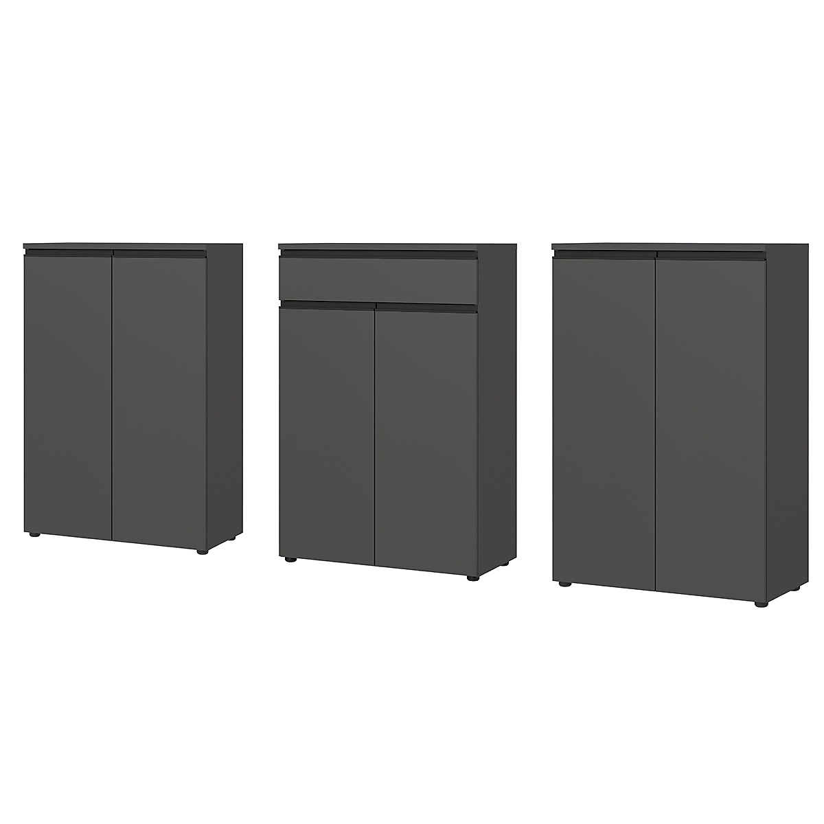 Büroschrank Set 3-teilig | Aktenschrankwand mit Schublade & Soft-Close | Büromöbel Komplettset 273x120x40 cm Graphit | Made in Germany Kadima Design Image