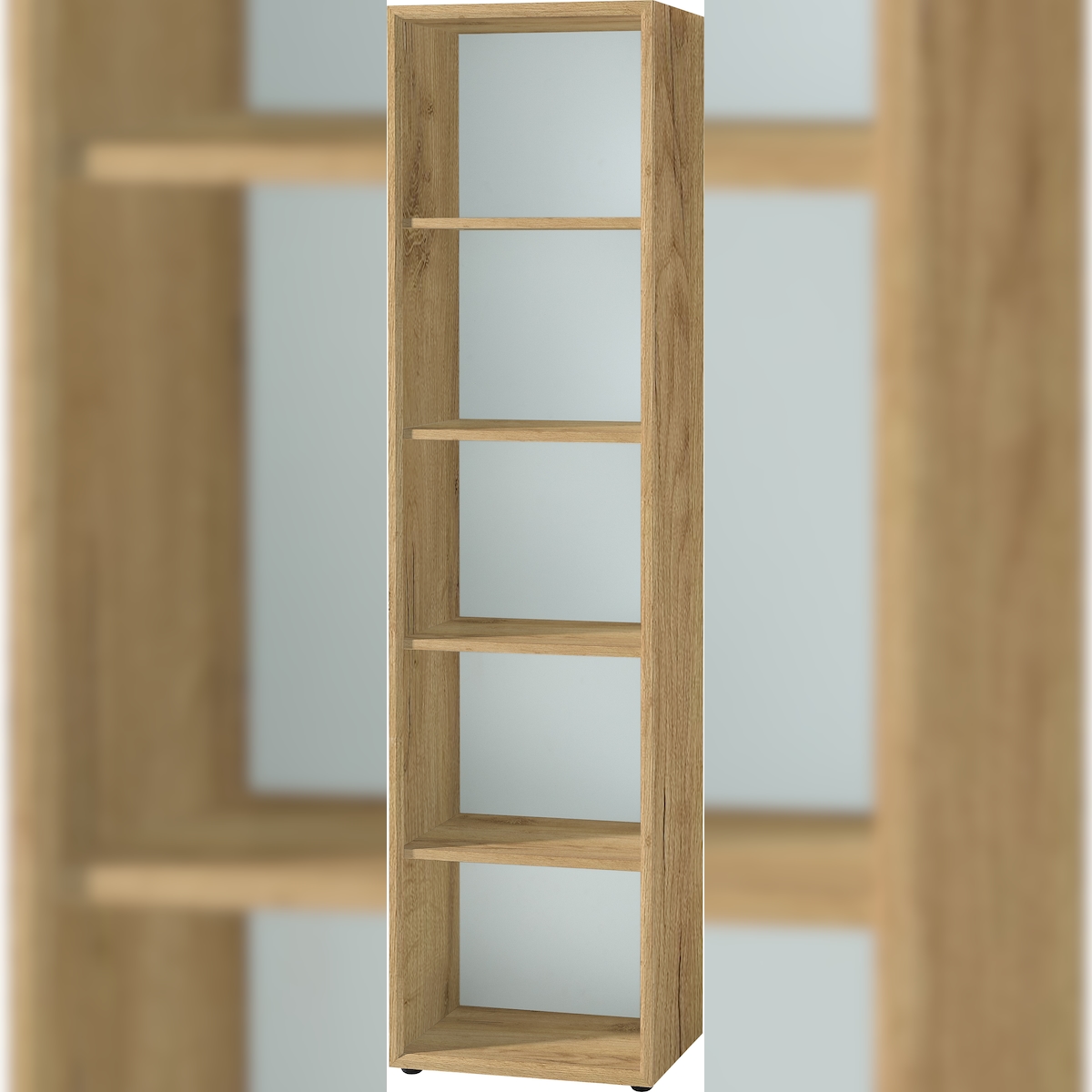 KADIMA DESIGN Aktenregal Hoch Schmal | 50x196x37cm (5 Ordnerhöhen) | 3D-Rahmen Stabil 22kg Belastbar | Chalet-Eiche-Nb./Weiß | Büroregal Made in Germany Image