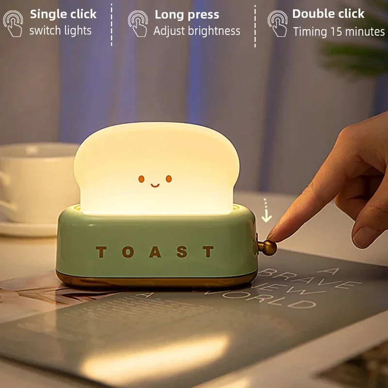 Brot Toast Tisch Licht Toaster Nachtlicht Kreative USB Aufladbare Led Lampe Dekor Urlaub Baby Schlafzimmer Für Geburtstag Geschenk