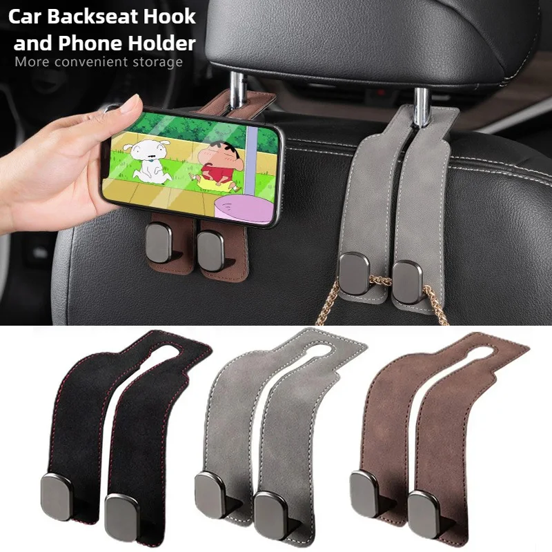 Premium Wildleder Auto Sitz Zurück Haken Auto Sitz Kopfstütze Lagerung Aufhänger 20 KG Große Tragende Legierung ABS Haken Organizer halter Clip