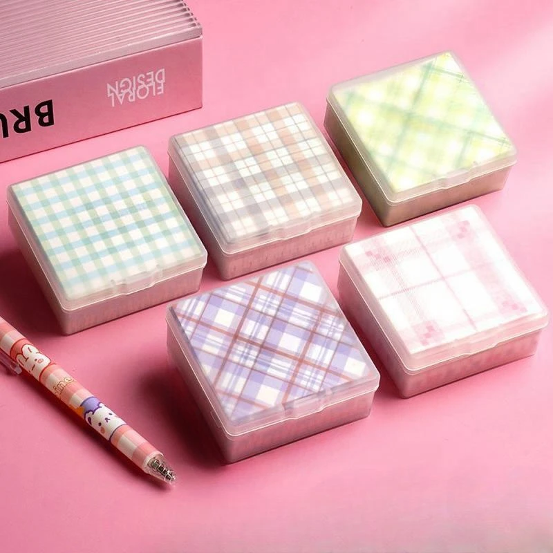 5 Farben verpacktes kariertes Notizpapier, DIY karierte Holic-Scrapbook-Aufkleber, nicht klebrige Streifen-Holic-Scrapbooking-Aufkleber, 200 Blatt/Box Image