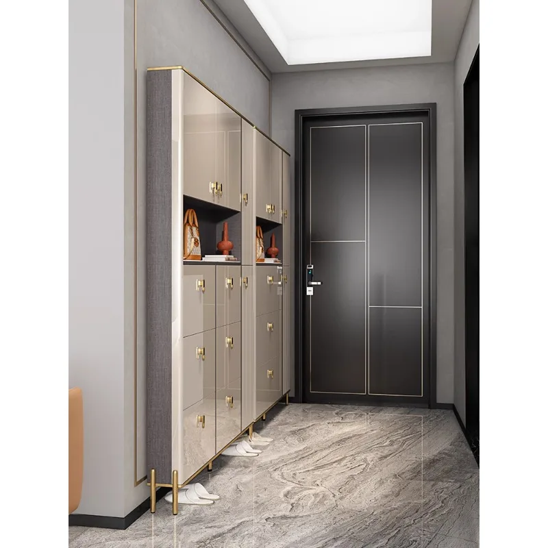 Ultradünner Schuhschrank für Zuhause, 17 cm dünner Haushaltstür-Kippeneimer, Eingangsschrank, integrierte schmale und hohe vertikale Tür Image