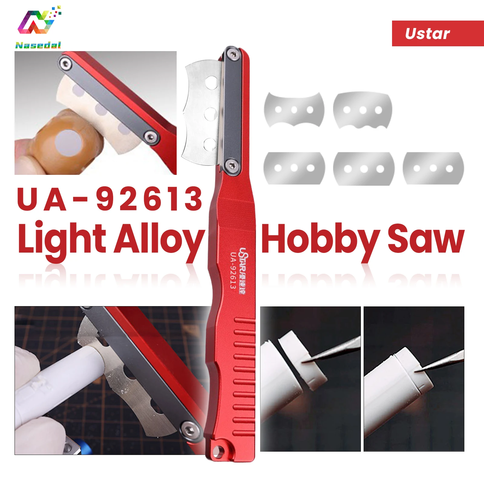 Ustar UA-92613 scie de loisir en alliage léger avec 5 lames de scie ensemble d
