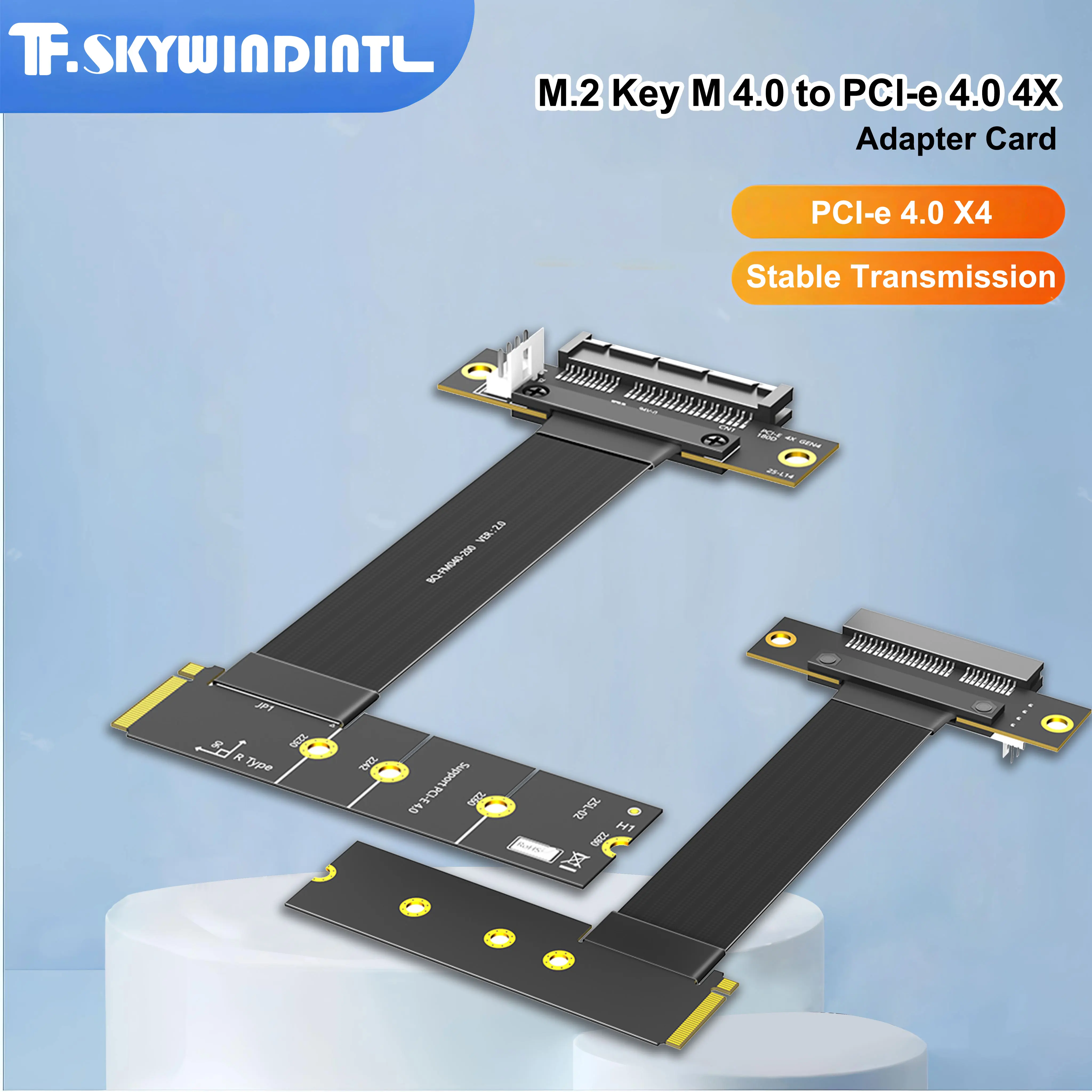 M.2 Key M 4.0 auf PCI-e 4.0 4X Adapterkarte 20 cm 90 Grad Nvme 4.0 auf PCI-e PCI-Express 4X Verlängerungskabel für Laptop-Desktops Image
