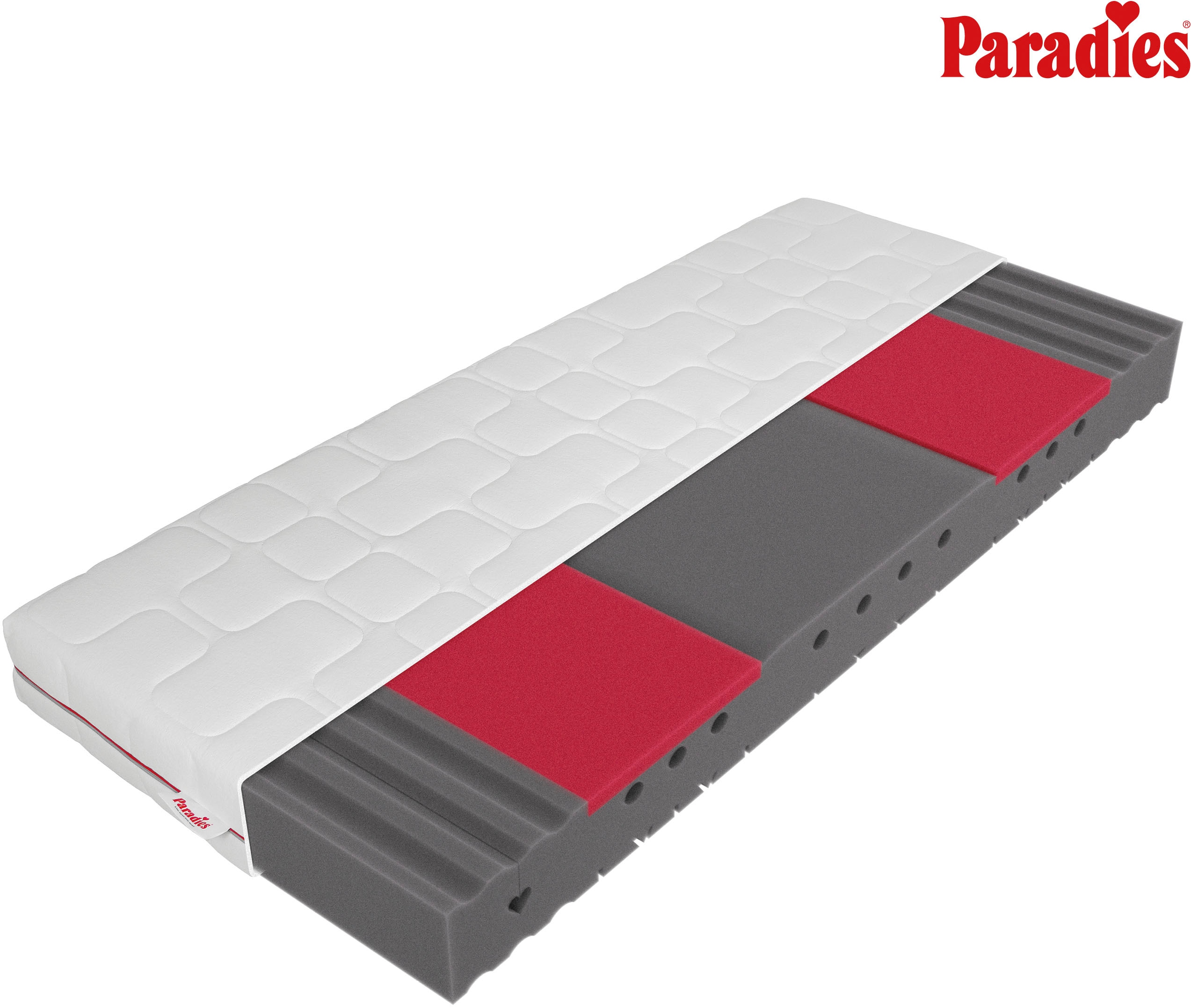 Kaltschaummatratze PARADIES "Neuheit: Paradies Varioduo 7-Zonen-Kaltschaummatratze", weiß, B:90cm H:18cm L:200cm, Bezug: 65% Polyester, 35% Baumwolle. Steppfüllung: 100% Polyester, Matratzen, Kaltschaummatratze, Zwei Härtegrade in einer Matratze –...