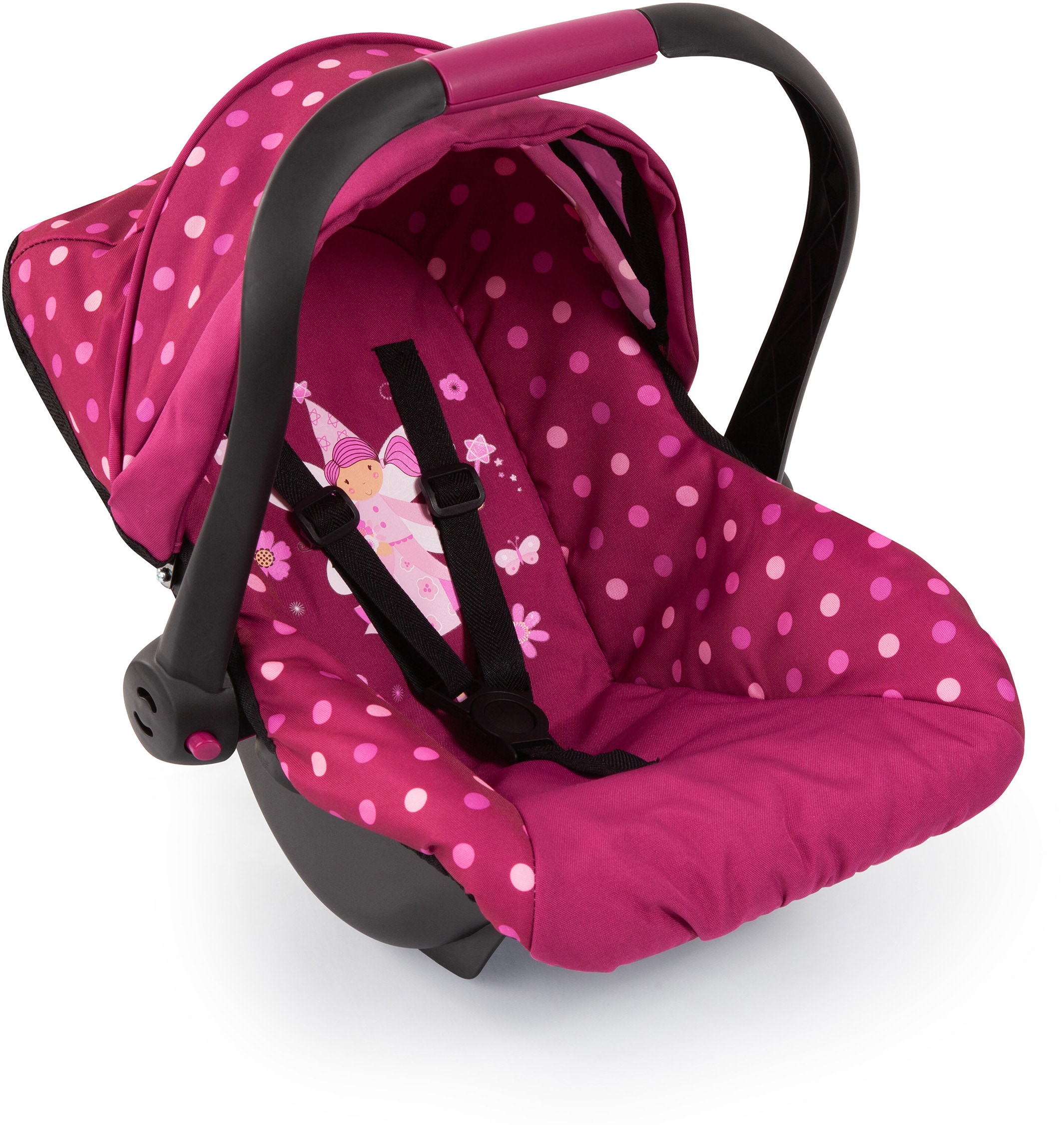 Puppen Autositz BAYER "rosa/goldfarben Schleife", rot (fee bordeaux), Puppenausstattungen, KinderB:34cm H:38cm T:45cm, Kunststoff, Metall, mit Dach, B:34cm H:38cm T:45cm