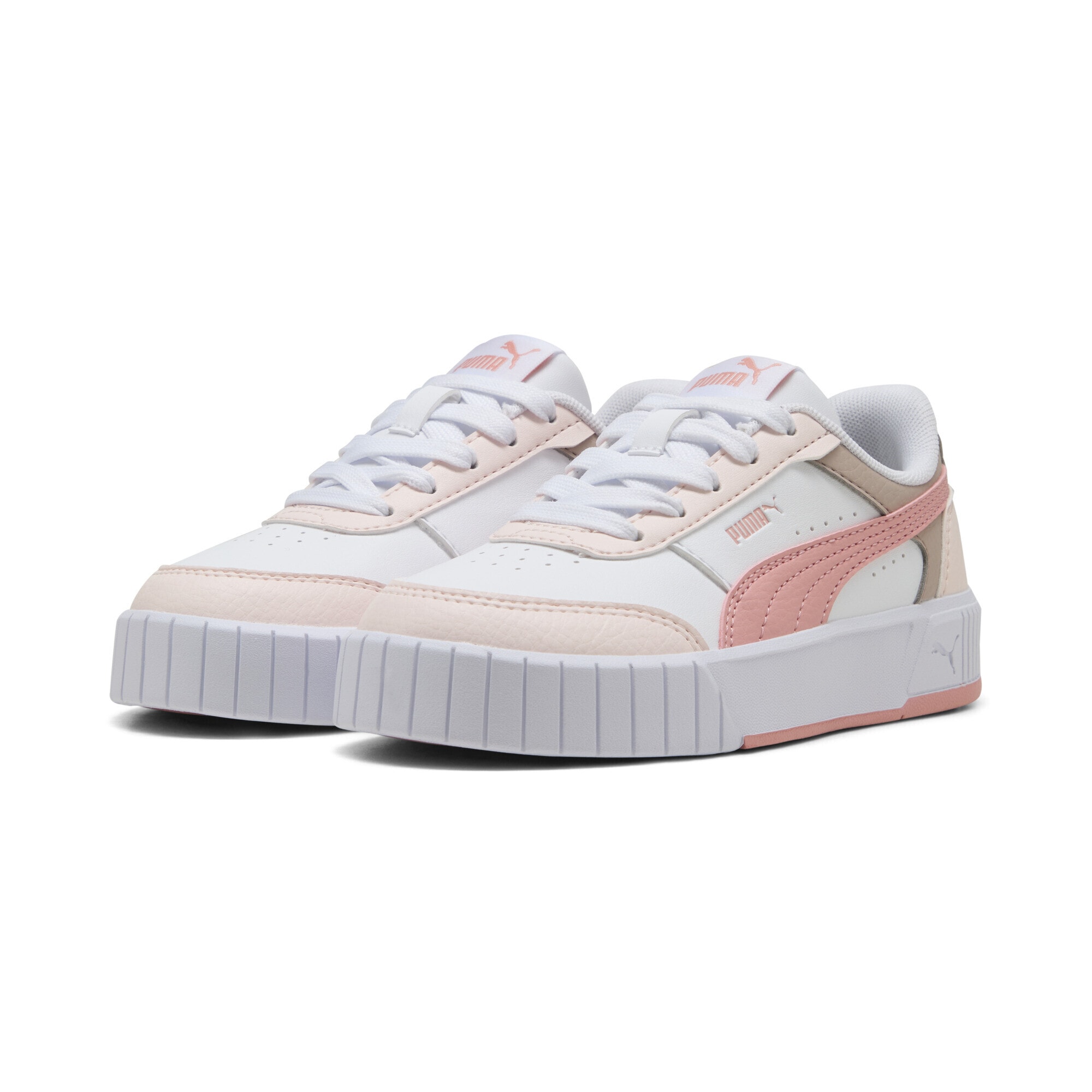Sneaker PUMA "Carina Mia Sneakers Mädchen", Damen, Gr. 32, weiß rosy outlook jasmine flower pink, Obermaterial: Textil, Synthetik; Futter: Textil; Innensohle: Textil; Laufsohle: Gummi, Schuhe Sneaker