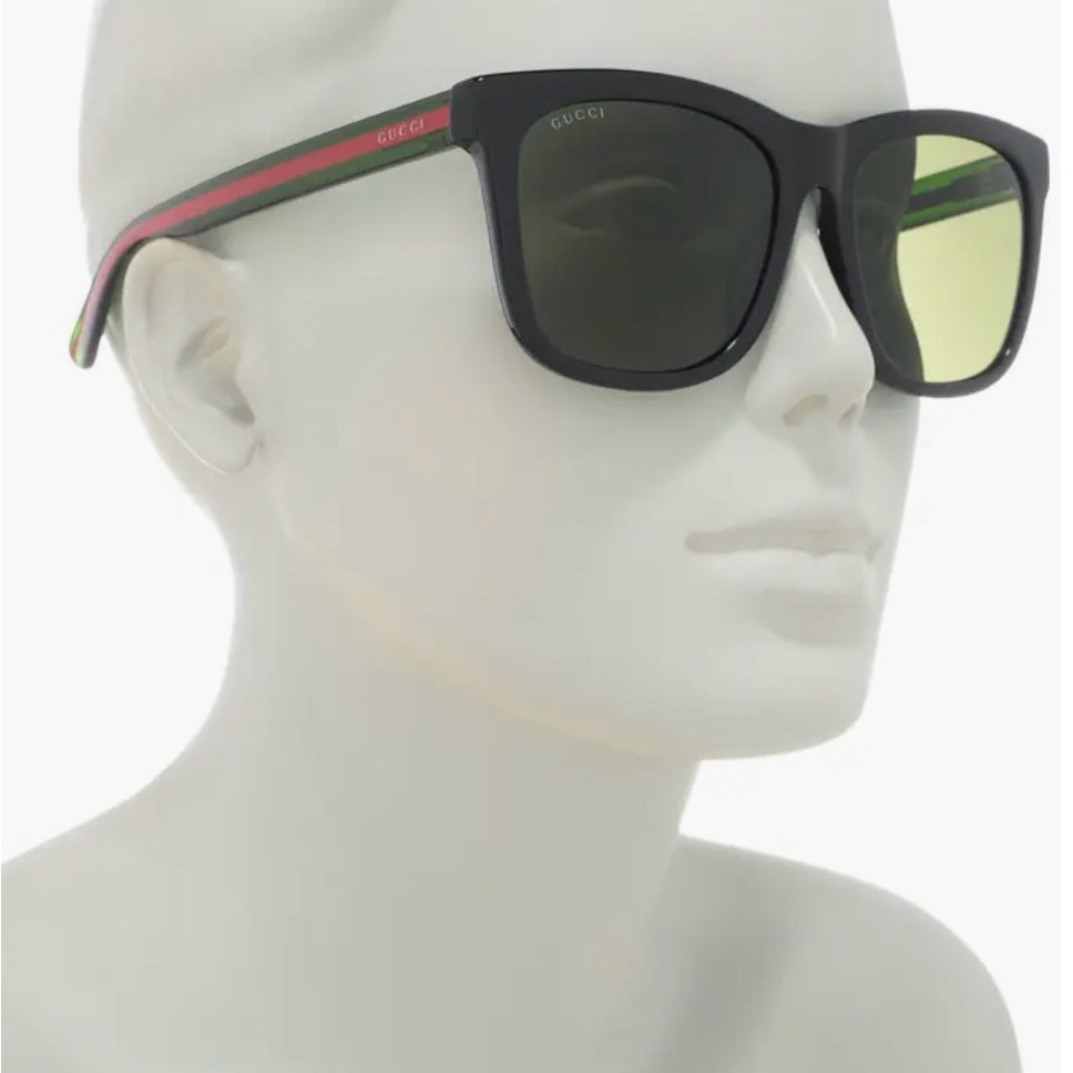 Gucci Accessories | Gucci Black Sunglasses With Green And Red Stripe 56-18-145 | Color: Black | Size: Os