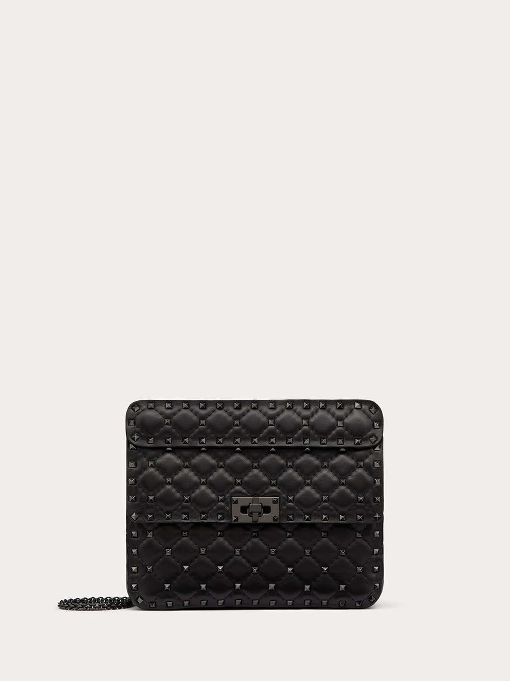 Schwarze Nappa-Leder Medium Rockstud Spike Tasche Image