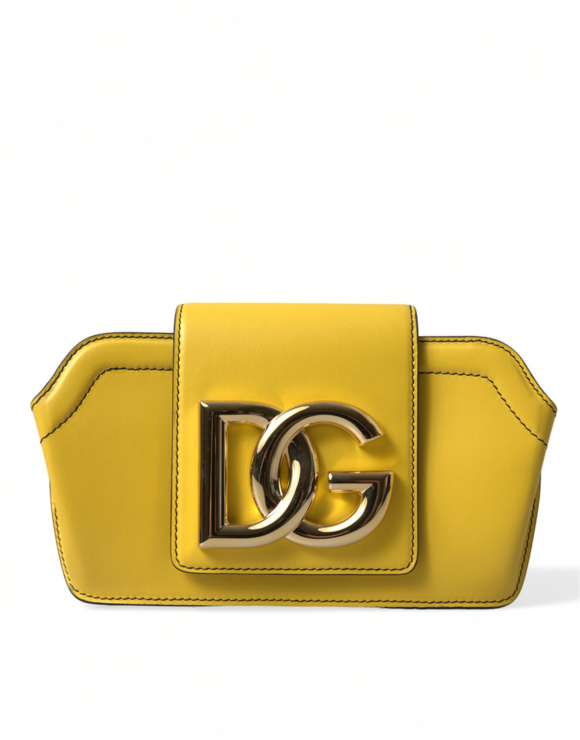 Gelbe Glattleder DG Logo Clutch Crossbody Tasche Image