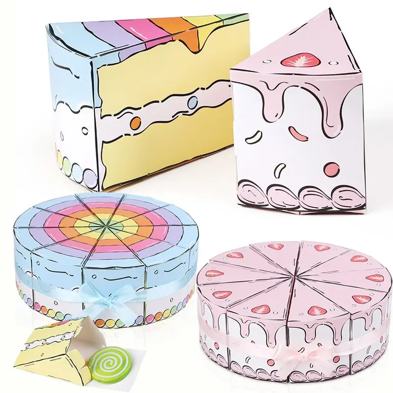 10 Stück Kuchenförmige Cookie Cracker Box Papier Geschenkboxen Babyparty Gefälligkeiten Leckerli Geburtstag Hochzeit Party Dessert Verpackungsbox Image