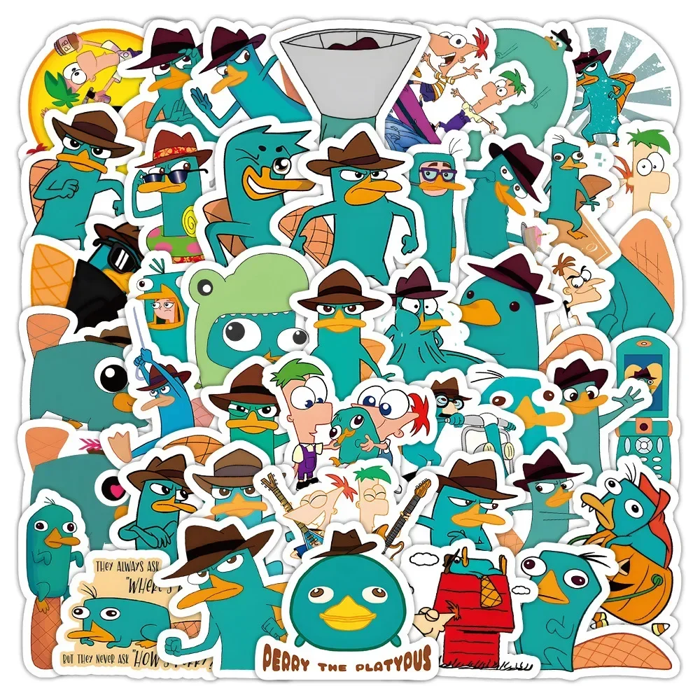 60PCS Cartoon Phineas und Ferb Aufkleber Lustige Perry das Schnabeltier Graffiti Aufkleber Animation Kinder Spielzeug Laptop Gitarre Fahrrad Geschenke Image